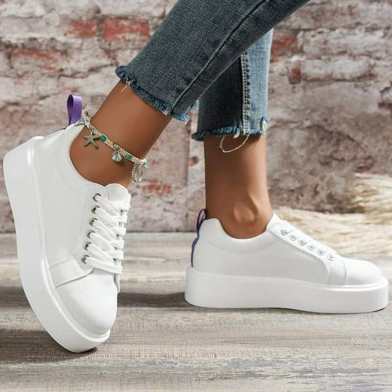 eczipvz Womens Shoes Women's Canvas White Shoes Classic Fashion Low Cut  Loafer Sneakers