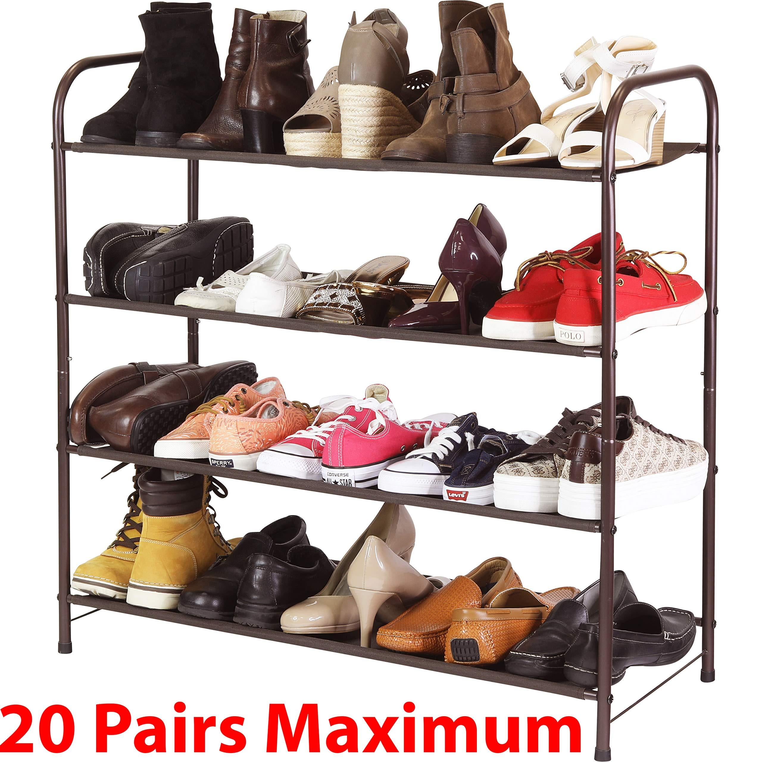 Simple Houseware 4-Tier Shoe Rack Storage Organizer 20-Pair, Grey in 2023