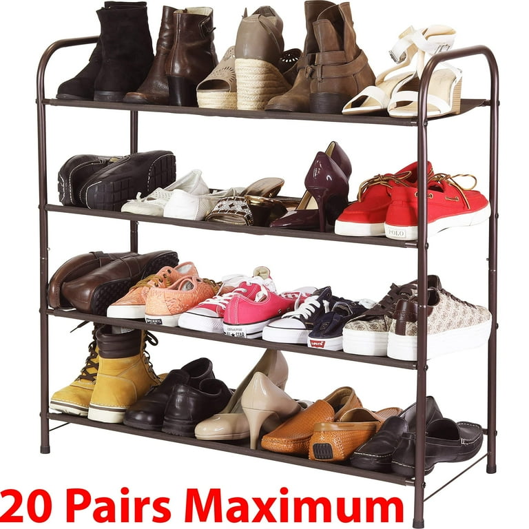 Simple Houseware 4 Tier Shoe Rack Storage Organizer 20 Pair Brown