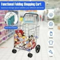 thumbnail image 4 of Safeplus Foldable Shopping Cart, Heavy Duty Utility Cart with Rolling Swivel Wheels&Double Basket, Grocery Cart for Grocery Laundry Book Luggage Travel, 4 of 8
