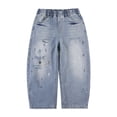 thumbnail image 3 of Boys Distressed Denim Pants Loose Fit Straight Leg Splatter Wide Leg Casual Trousers For Teen Youth, 3 of 8