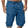 thumbnail image 1 of Mrzvby Cargo Shorts For Men Drawstring Elastic And Adjustable Waistband High Waist Pants Summer Solid Color Pants Athletic Shorts With Multi Pockets, 1 of 8