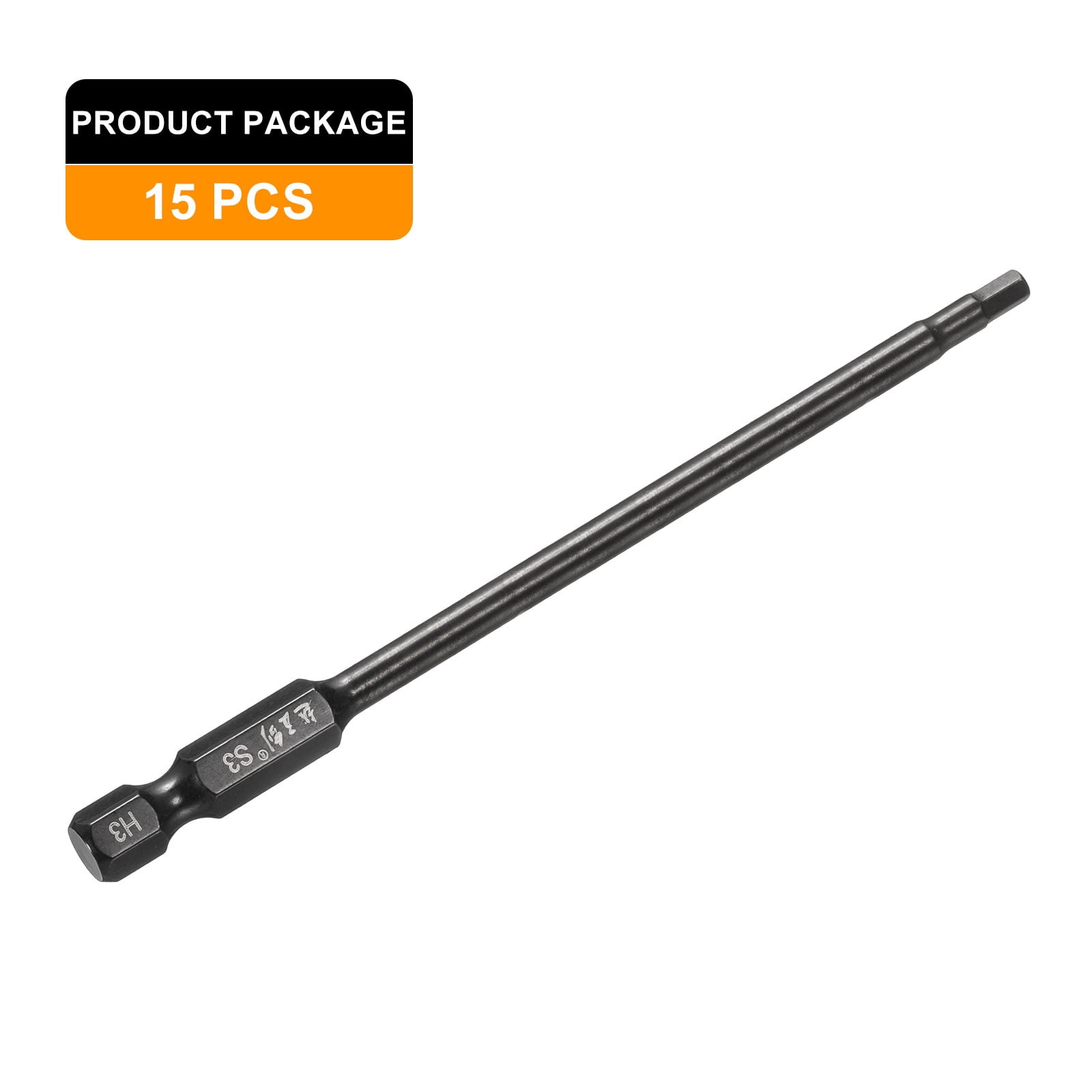 Uxcell 15pcs Hex Head Wrench Drill Bit 3mm(H3) Metric 1/4" Hex Shank 4"(100mm) Length S3 Steel Magnetic Impact Drivers Screwdriver Bit Industrial Grade Hexagon Electric Drill Bits