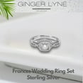 thumbnail image 3 of Wedding Ring Set for Women Halo CZ Sterling Silver Engagement Ring and Matching Band Ginger Lyne Collection, 3 of 7