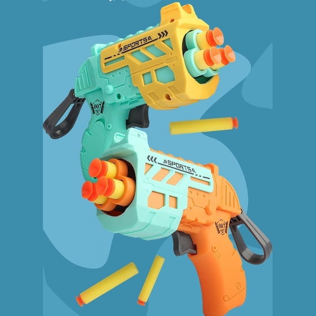 Juego de 2 pistolas de juguete de batalla con pistola de espuma de juguete de tiro Manual con 5 balas de ventosa, juguete de espuma EVA para jugar en interiores y exteriores para niños mayores de 5 a