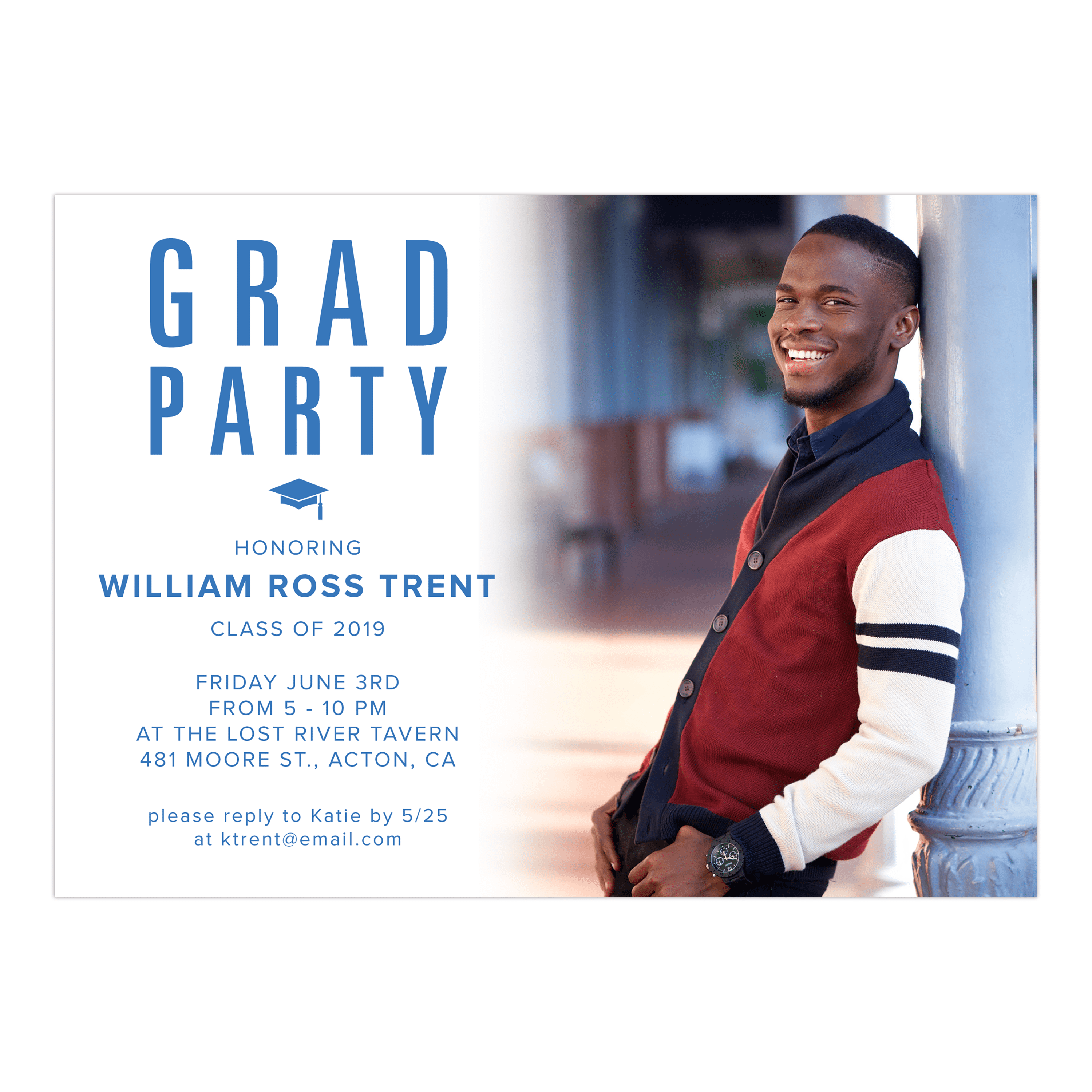 Personalized Graduation Invitation Modern Ombre 5 x 7 Flat