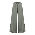 thumbnail image 4 of Lutiedan Womens Wide Leg Pants Side Split Ruffle Hem Flowy Pants Fall Casual Elastic Waist Pants with Pockets S-XXL, 4 of 6