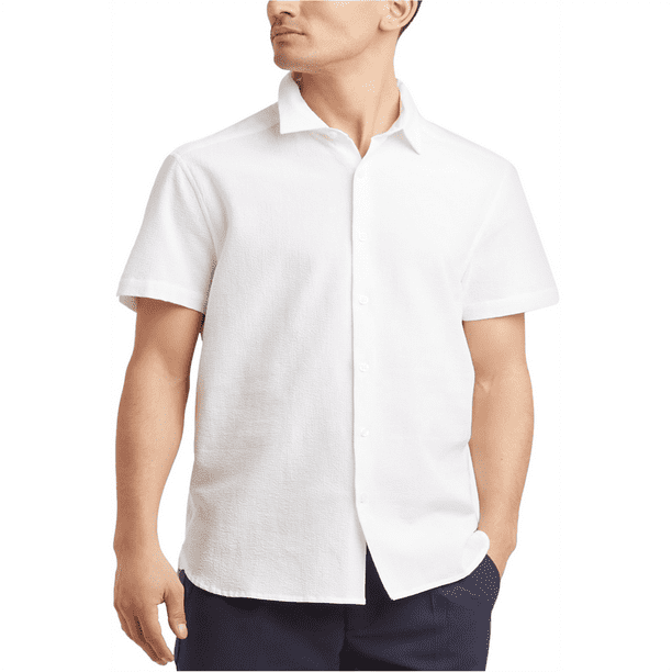 Kenneth Cole Camisa con botones de seersucker para hombre, color