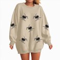 thumbnail image 2 of NOLDARES Halloween Sweatshirts for Women Spider Sweater Cute Spooky Shirt Fall Winter Spooky Pullover Tops,Beige,L, 2 of 6