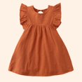 thumbnail image 6 of REDARER Girls Solid Cotton Dress Flutter Sleeve Casual Summer A-Line Dress for Everyday Wear,3-4 Years, 6 of 6