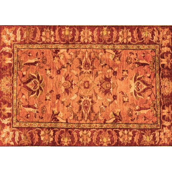 Ahgly Company Indoor Rectangle Abstract Orange Modern Area Rugs, 8' x 12'