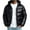 Black, variant on Men's Reflective Down Jacket High-Gloss Shell Hooded Coat with Pockets for Night Safety