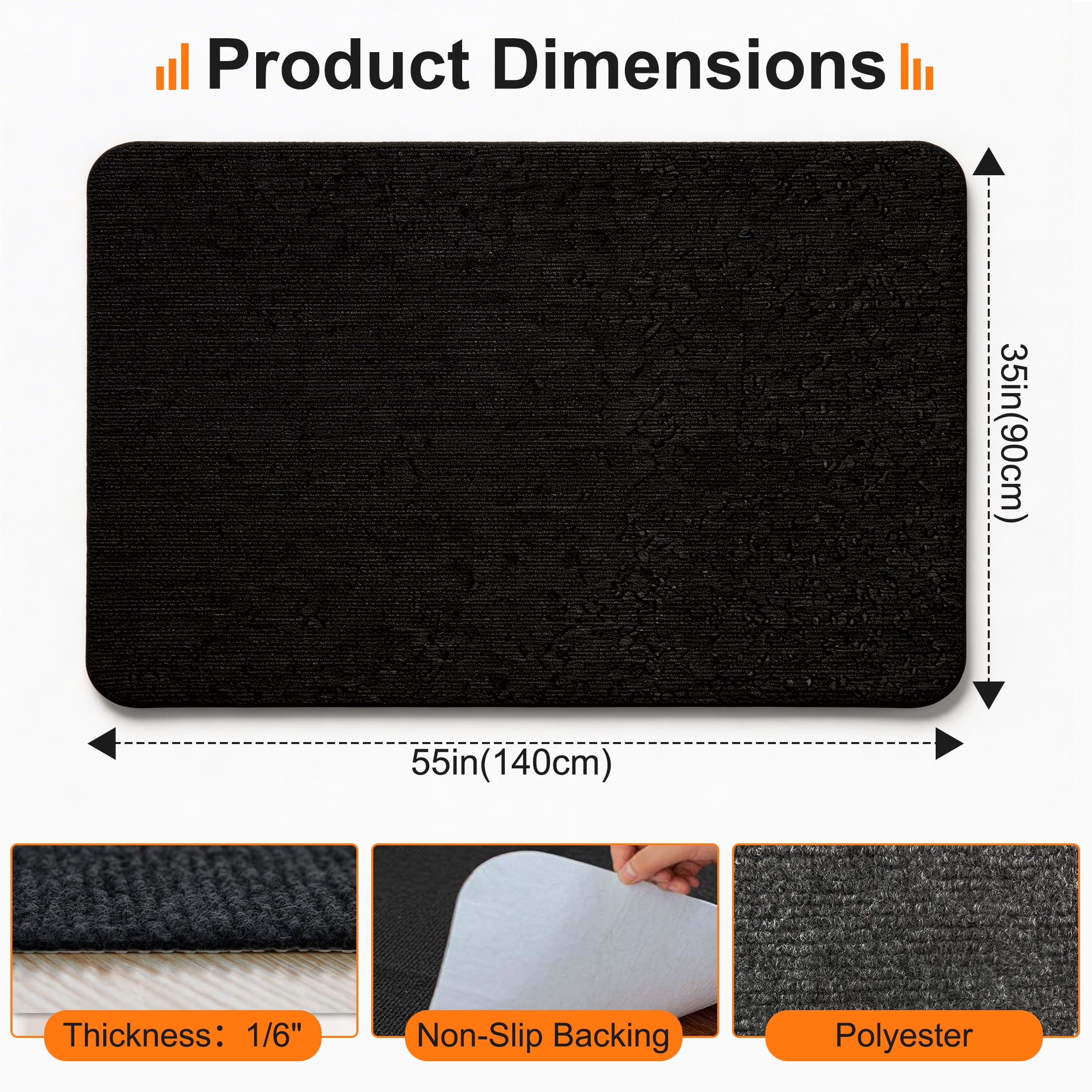 Office Chair Mat for Hardwood & Tile Floor, 55" x 35" Desk Computer Gaming Chair Mat for Carpet, Large Non-Slip Floor Protection Mat