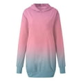 thumbnail image 4 of Women's Hooded Sweatshirt Dress Long Sleeve Gradient Color Trendy Pullover Hoodie Dresses with Pocket (2XL, Pink 01), 4 of 5
