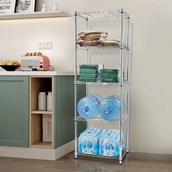 Zimtown 5-Tier Storage Rack, 21.6"D x 17.7"W x 70.8"H Adjustable Steel Garage Shelving Rack Organizer Kitchen