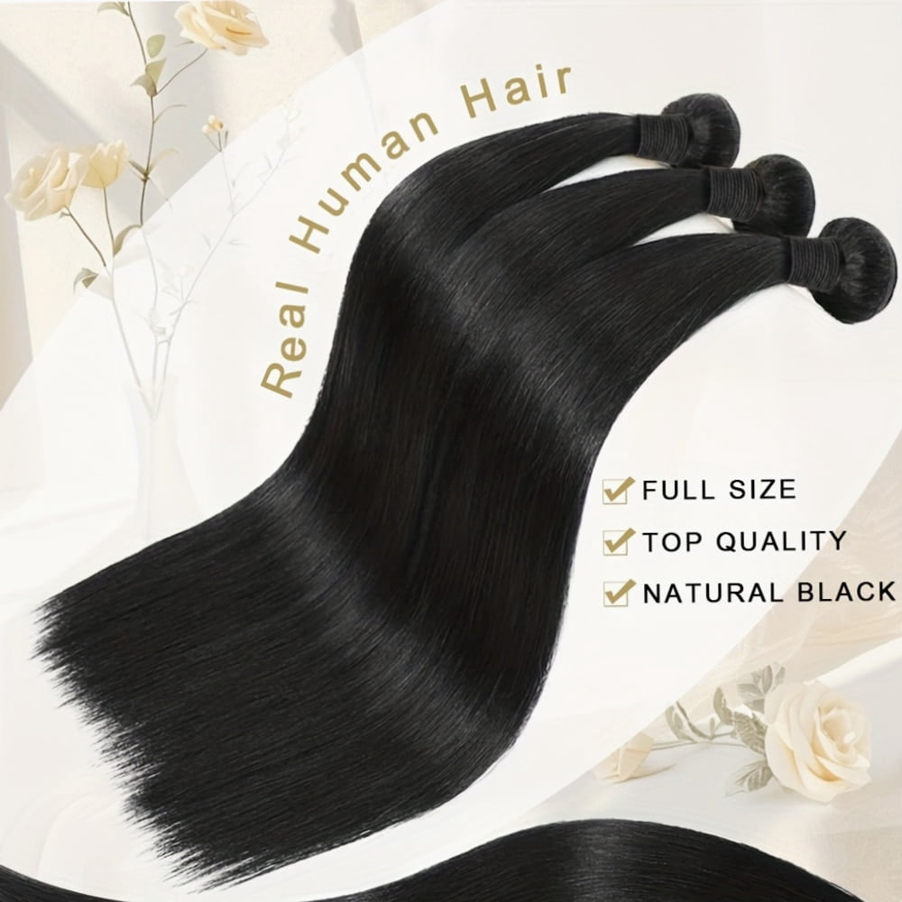 Typpkmm Lightweight Human Hair Bundles Raw Virgin Unprocessed Extensions Bone Straight Human Hair Bundles Double Weft Braiding Hair Extension 30inch