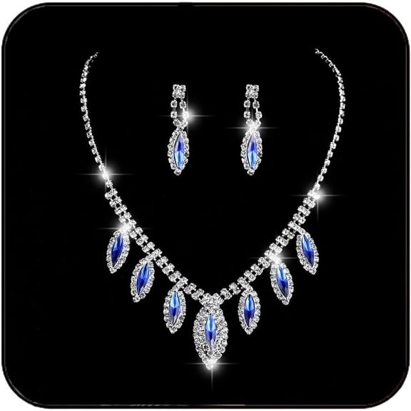 Rhinestone Women's Jewelry Sets Sparkly Bridal Teardrop Wedding Necklace Earrings Crystal Prom Costume Jewelry Accessories for Women(Set of 3)