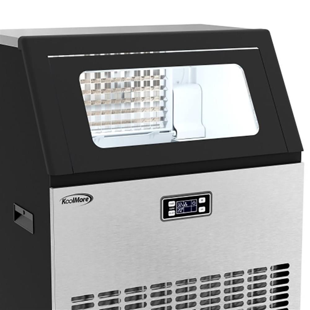 Pemberly Row CIM265 Undercounter Metal Ice Maker Machine in Black