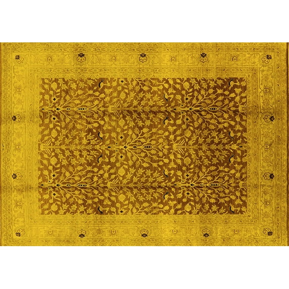 Ahgly Company Indoor Rectangle Oriental Yellow Industrial Area Rugs, 2' x 3'
