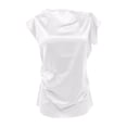 thumbnail image 5 of Vmvidoty Women's Casual T-Shirts Short Sleeve Crewneck Summer Stretchy Shirt Textured Tops White L, 5 of 6