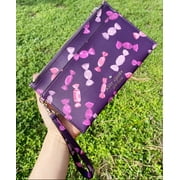 Kate Spade Staci Candy Shop Wrapper Medium Wristlet Double Zip Purple
