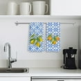 thumbnail image 3 of Blue Tiles Kitchen Towels Set of 2, Lemon Citrus Fruit Decorative Hand Towels for Bathroom, Mediterranean Decor Dish Towels for Kitchen, Blue and White Kitchen Bathroom Decor 18x26 Inches, 3 of 6