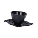 thumbnail image 1 of Juego de posavasos de hierro fundido para taza de té, taza decorativa para oficina, juego de té Kung Fu, color negro Posavasos de hojas, 1 of 9