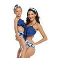 thumbnail image 5 of Odeerbi Mommy and Me Swimsuits Two Pieces Ruffles Bikini Set Colorblock Family Matching Swimwear Bathing Suits Print Hollow Out Backless Family Swimsuits Matching Set for Girls Blue, 5 of 8