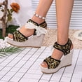 thumbnail image 6 of Miqool Women's Platform Wedge Heel Summer Casual Chic Peep Toe Open Toe Sequin Bowknot Thick Sole Fish Mouth Dress Shoes, 6 of 9