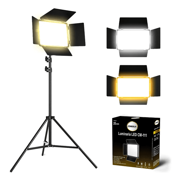 Panel LED Profesional para Fotografía y Video con Trípode, Control Remoto, 2 Baterías Recargables y Cargador