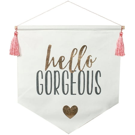 VALENTINE HELLO GORGEOUS CANVAS BANNER, 11.5 X 12 INCH