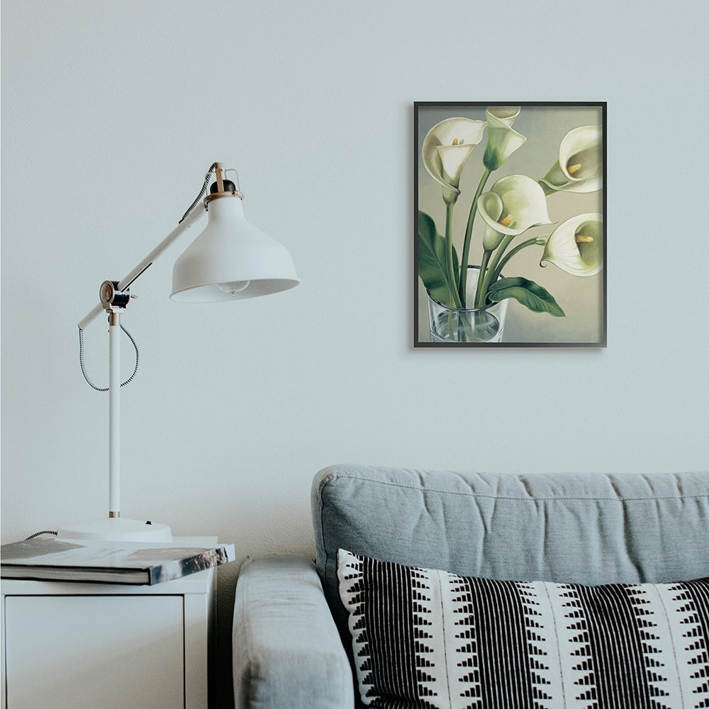 Stupell Industries Soft White Calla Lily Florals Glass Jar Black Framed by Eva Barberini