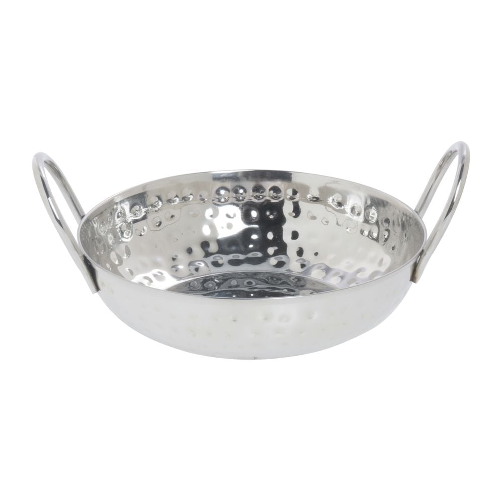 HUBERT® Serving Bowls  with Handles Round Hammered Stainless Steel - 6'Dia x 1 1/2'H