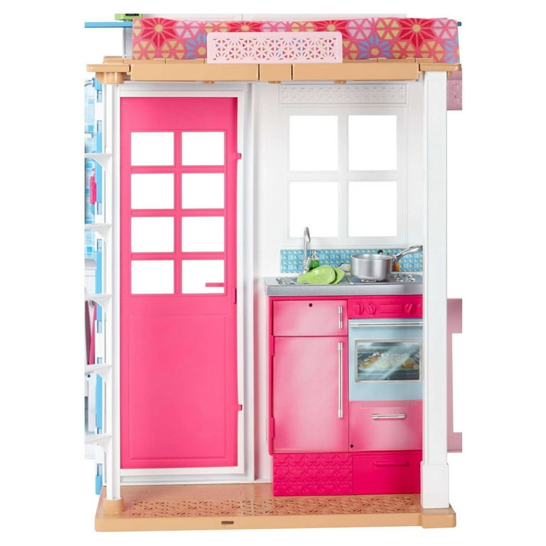 New Barbie Home Full House 2 Floors Doll Rubia & Accessories Mattel Fold Up