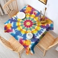 thumbnail image 2 of Colorful Rainbow Tie Dye Spiral Pattern Square Tablecloth,Waterproof Square Table Cover,Wipeable Spillproof Washable Table Cover for Home Kitchen Party Decor 60"x60"(152x152cm), 2 of 6