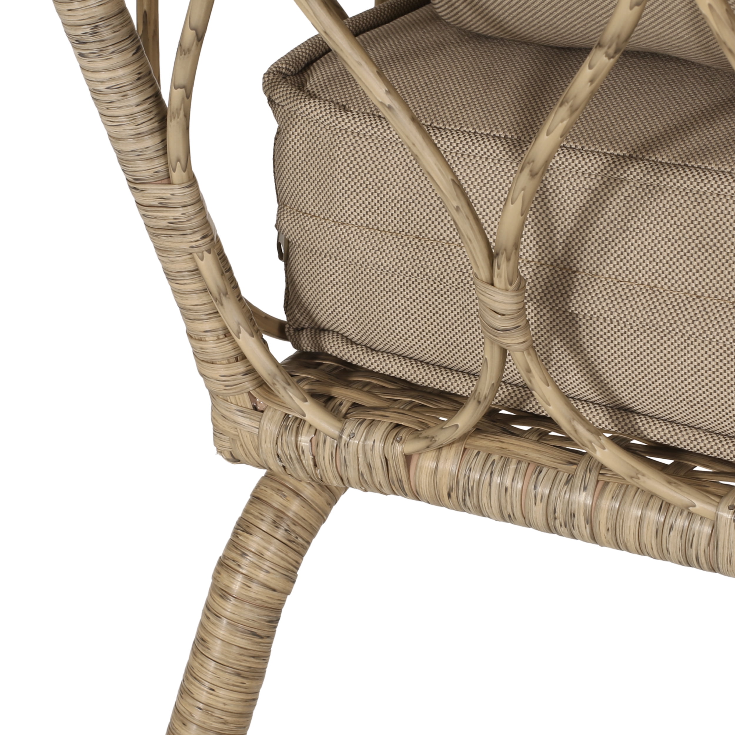 Montserrat Wicker Outdoor Loveseat with Cushions, Light Brown and Beige