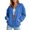 Blue, variant on Bomber Jacket for Women Casual Snap Button Sweatshirt Long Sleeve Plain Jackets Women's Fall Winter Outfits (Blue S)