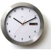 Angle View: Bai Design Modern Aluminum Wall Clock with Automatic Day and Date