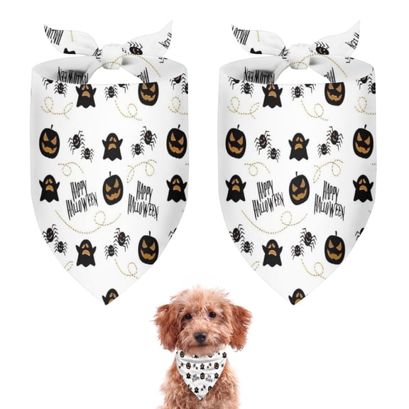 Dog Bandana 2 Pack,Halloween Happy Halloween Pumpkins and Spiders Bandanas for Dogs,Cat Bandana,Small/ Large Dog Bandana 2 Size,Dog Bandanas Girl Boy