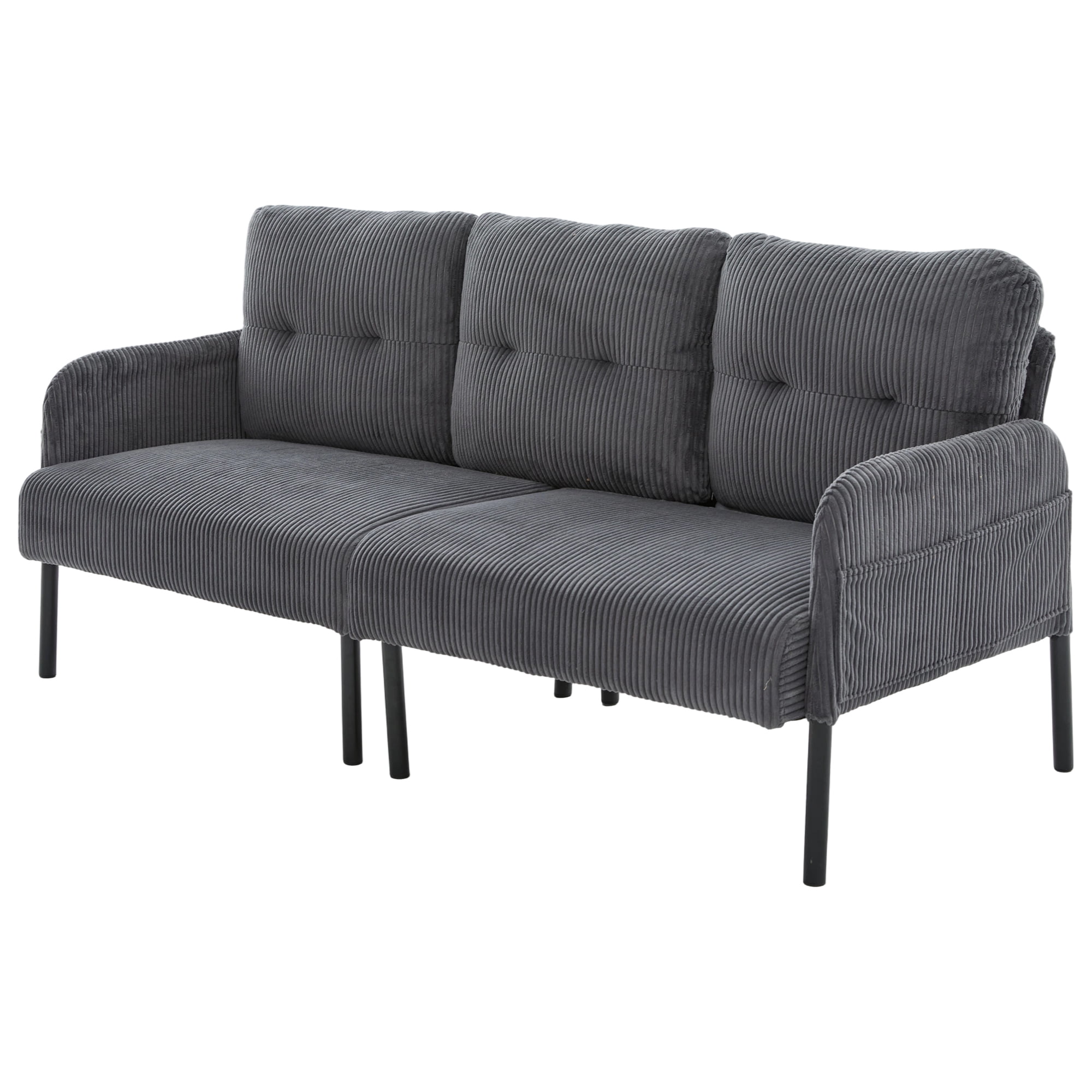 Jopath Oversized Loveseat, Double-Seater Sofa Cozy Bedroom Sofa with Metal Legs and Side Pockets for Living Room Bedroom Dorm Apartment Carbon Gray