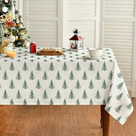 

Horaldaily Christmas Tablecloth 60×104 Inch Rectangular Trees Green Boho Washable Table Cover for Party Picnic Dinner Decor