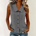 thumbnail image 6 of cocolona Womens Summer Plaid Tank Tops Collar Sleeveless Button Shirts Trendy Casual Slim Fit Blouses, 6 of 6