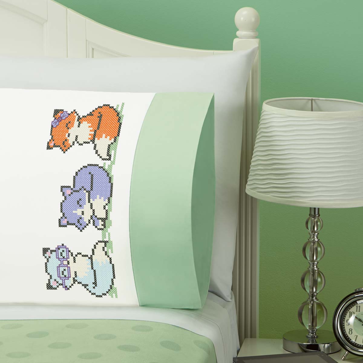 Herrschners® Fox Friends Kid's Pillowcase Stamped CrossStitch Kit