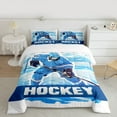 thumbnail image 2 of Manfei Eat Sleep Sports Queen Comforter Set for Teens, Cartoon Ice Hockey Bedding Sets, American Sports Theme Reversible Bedding Comforter Set, Super Cozy Room Decor, 3pcs, 2 of 8