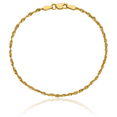 thumbnail image 5 of 10K Solid Yellow Gold 2mm Extra Light Rope Chain Anklet Summer Beach Foot Ankle Bracelet, 5 of 12