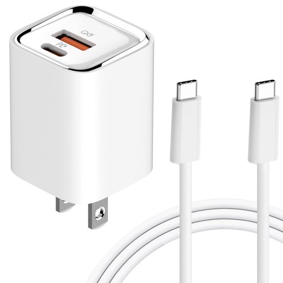 axGear 30W USB-C USB Type C Fast Charger Wall Plug PD QC 3.0 Adapter Quick Charging 2 Port