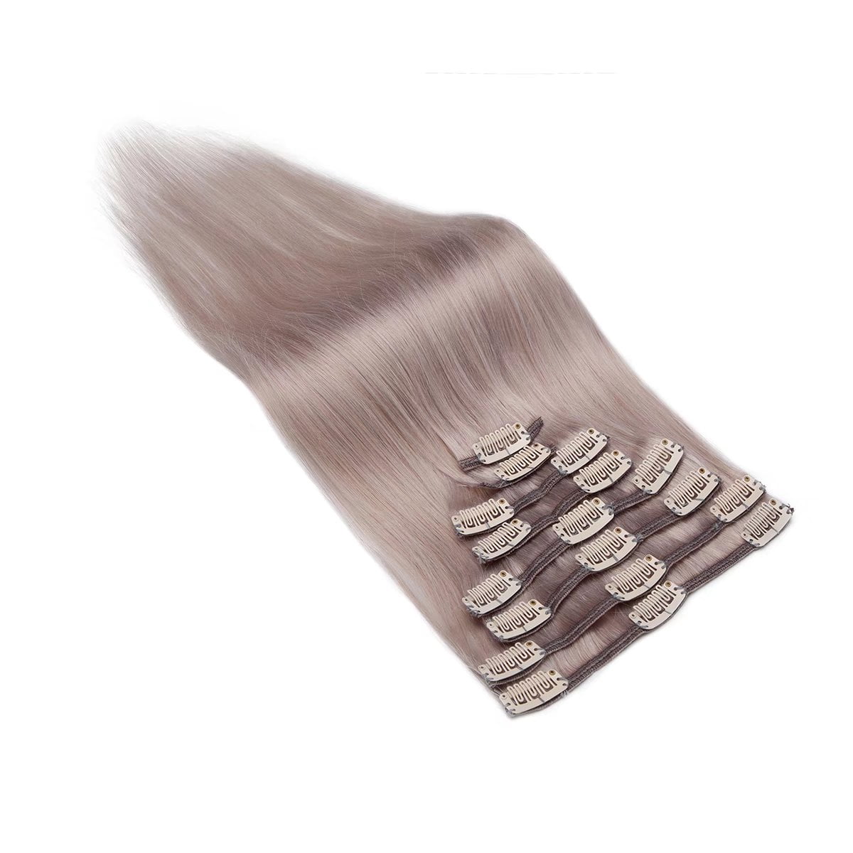 MY-LADY Clip in 100% Remy Human Hair Extensions 24Pcs Full Head Weft Highligh Hairpiece Long Straight #GREY 20inch