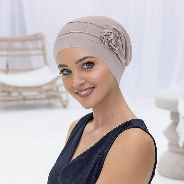 Phogary Chemo Headwear Turbans, Elastic Beanie Caps with Flower