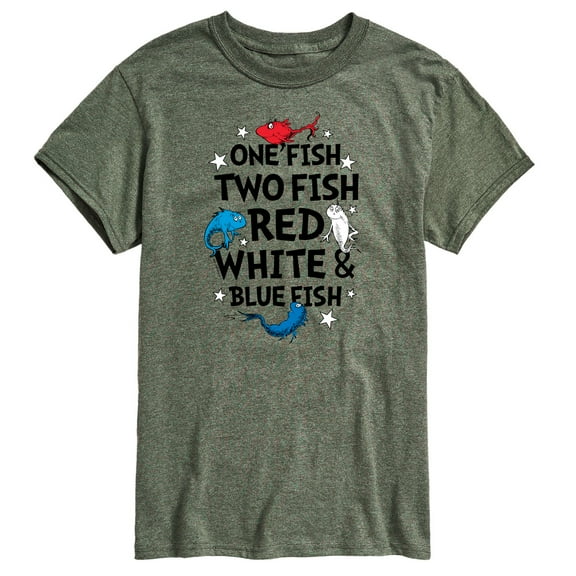 Dr. Seuss - Red, White and Blue Fish - Men's Short Sleeve Graphic T-Shirt