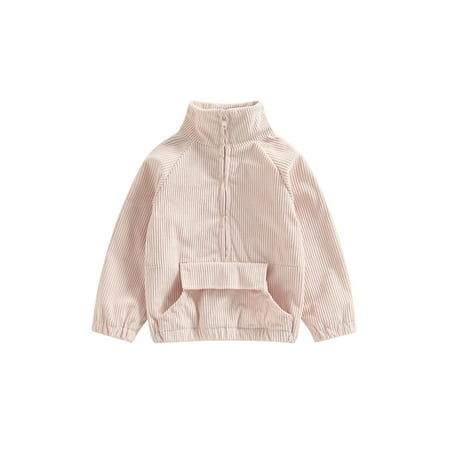 

Amuver Toddler Baby Corduroy Pullovers Long Sleeve Stand Collar Half Zip Loose Sweatshirts